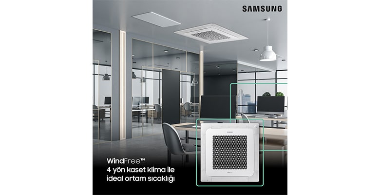 Samsung WindFreeTM 4 Yön Kaset Klima akıllı optimizasyonla %77’ye varan enerji tasarrufu sağlıyor